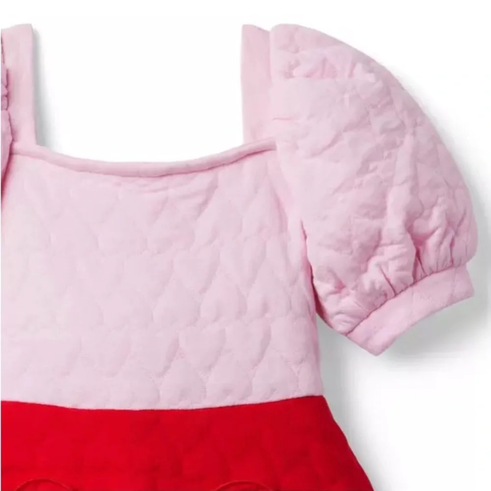 JANIE AND JACK FAIRYTALE QUILTED VALENTINE HEART JACQUARD DRESS - Picture 3 of 4